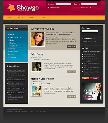 Mambo Main Page preview