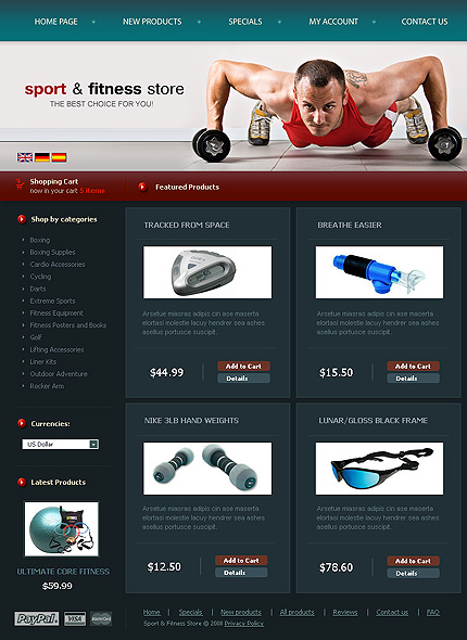 OSCommerce Main Page  preview