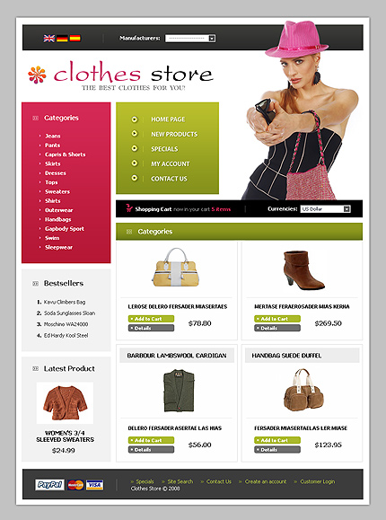 OSCommerce Main Page  preview