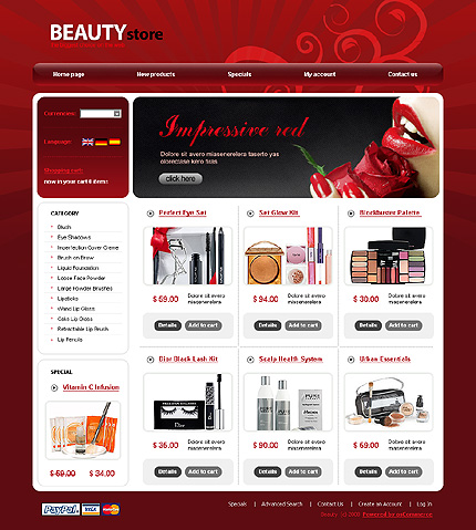 OSCommerce Main Page  preview