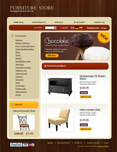 OSCommerce Main Page  preview