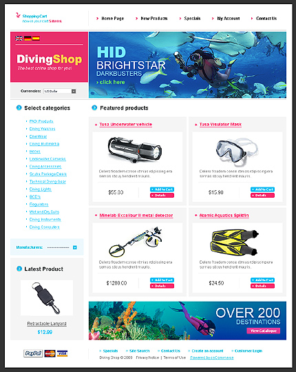 OSCommerce Main Page  preview