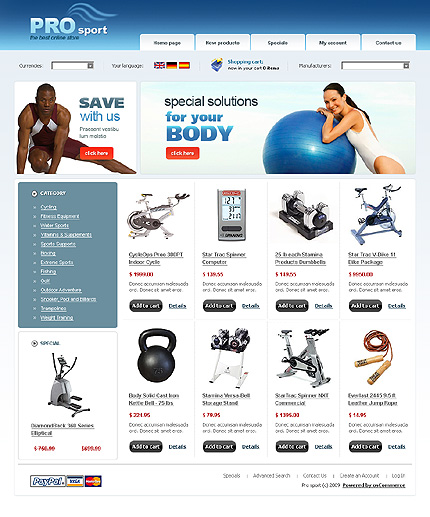 OSCommerce Main Page  preview