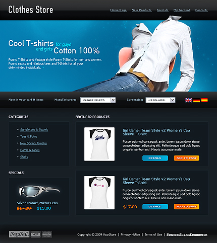 OSCommerce Main Page  preview