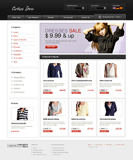 OSCommerce Main Page  preview