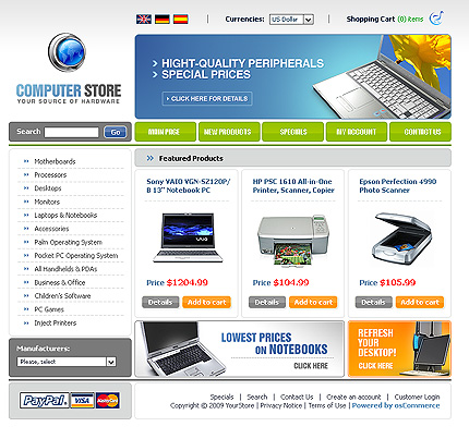 OSCommerce Main Page  preview