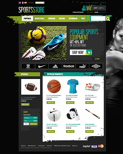 PrestaShop Main Page Screenshot