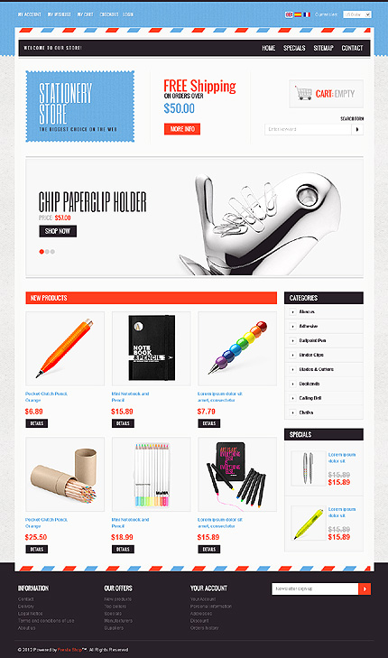 PrestaShop Main Page Screenshot