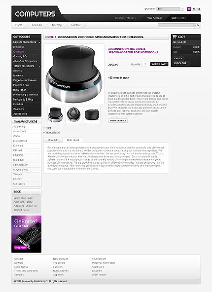 Prestashop Products Page Screenshot