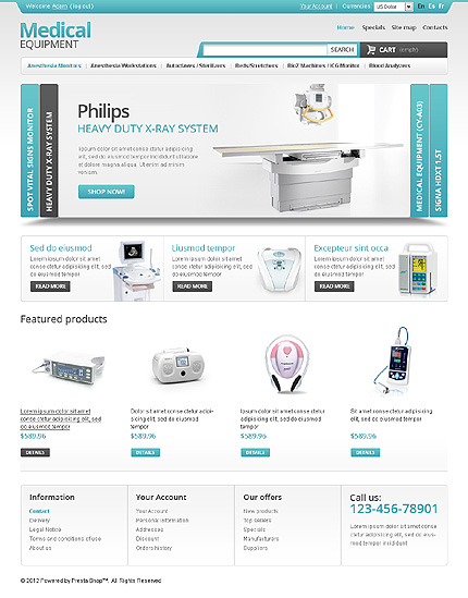 PrestaShop Main Page Screenshot