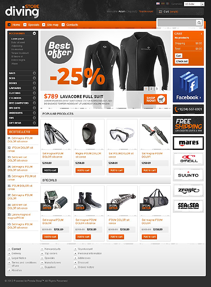 PrestaShop Main Page Screenshot