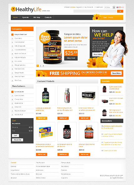 PrestaShop Main Page Screenshot