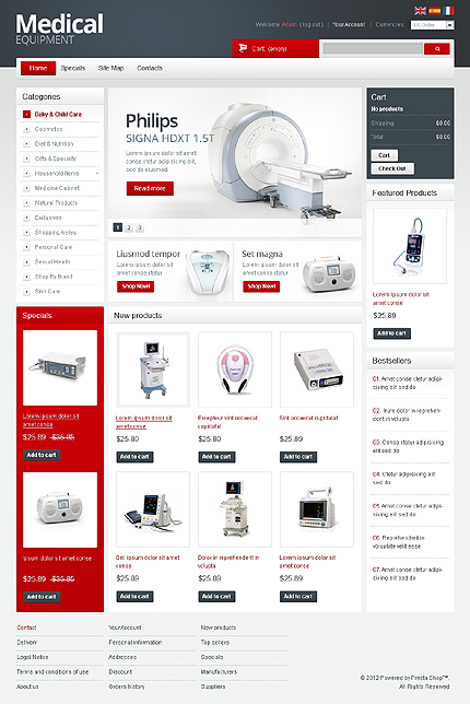 PrestaShop Main Page Screenshot