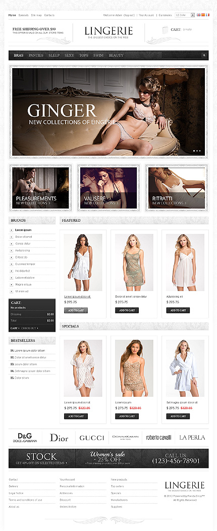 PrestaShop Main Page Screenshot