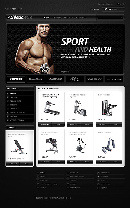 PrestaShop Main Page Screenshot