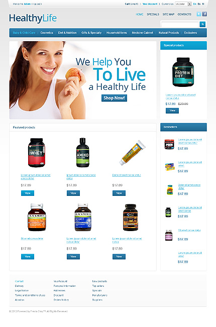 PrestaShop Main Page Screenshot