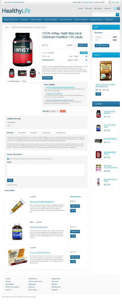 Prestashop Products Page Screenshot