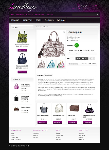 OpenCart Product Page