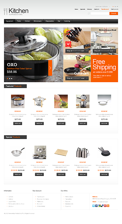 PrestaShop Main Page Screenshot