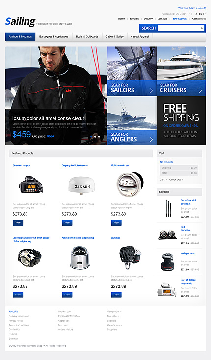 PrestaShop Main Page Screenshot