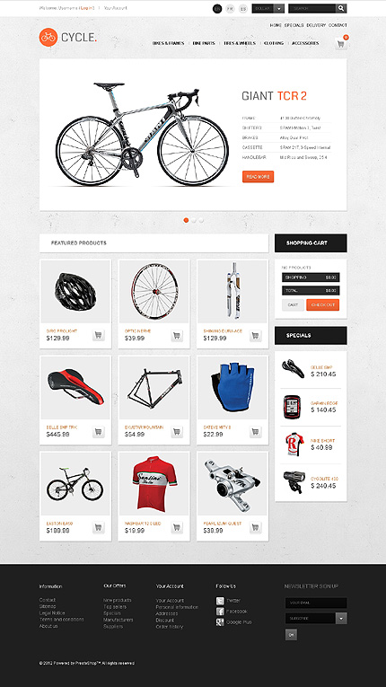 PrestaShop Main Page Screenshot