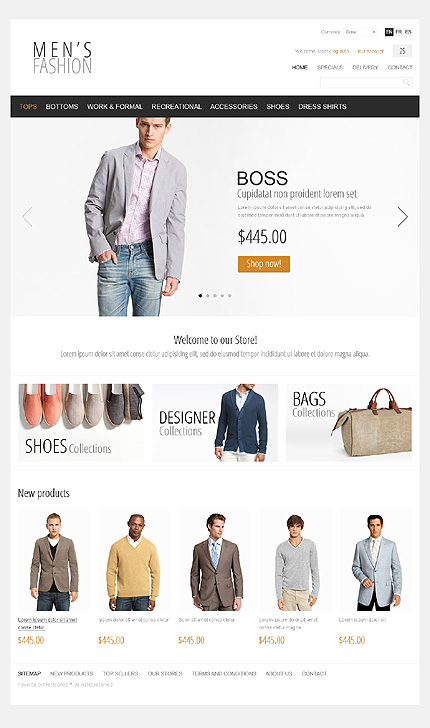 PrestaShop Main Page Screenshot