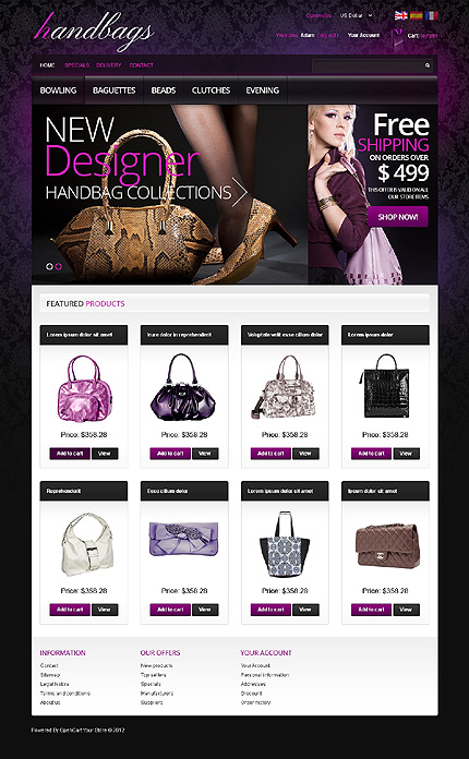 PrestaShop Main Page Screenshot