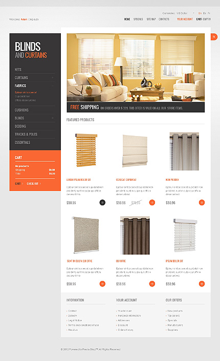 PrestaShop Main Page Screenshot