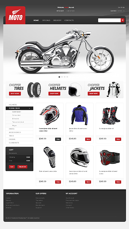 PrestaShop Main Page Screenshot