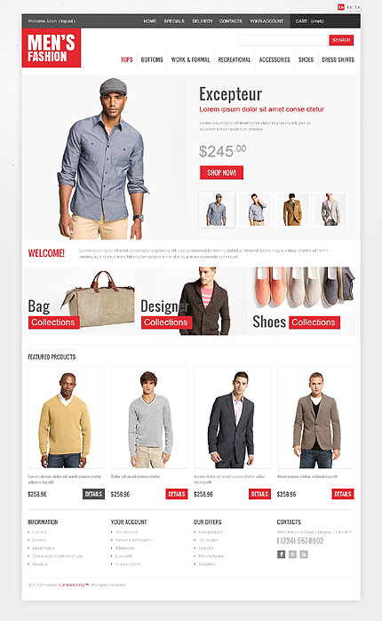 PrestaShop Main Page Screenshot