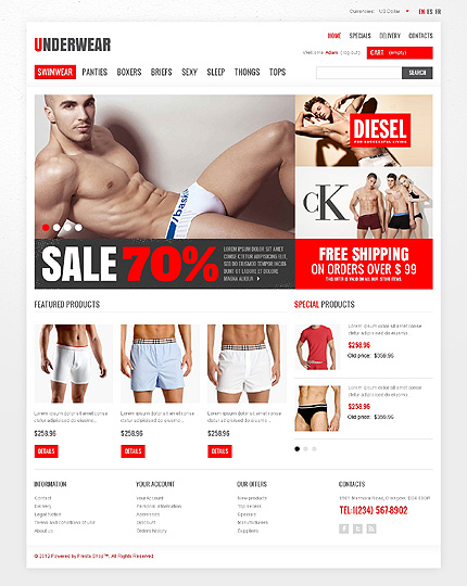 PrestaShop Main Page Screenshot