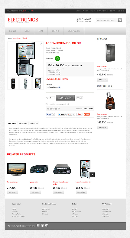 OpenCart Product Page