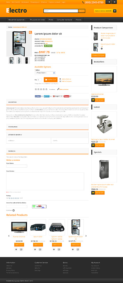 OpenCart Product Page