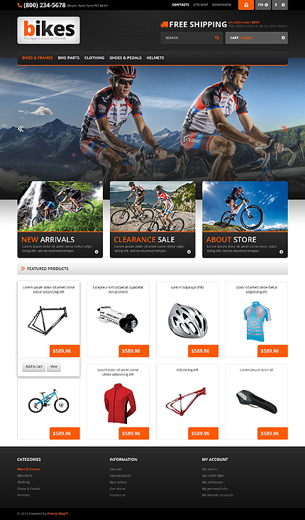 PrestaShop Main Page Screenshot