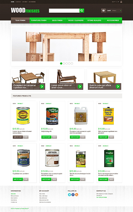 PrestaShop Main Page Screenshot