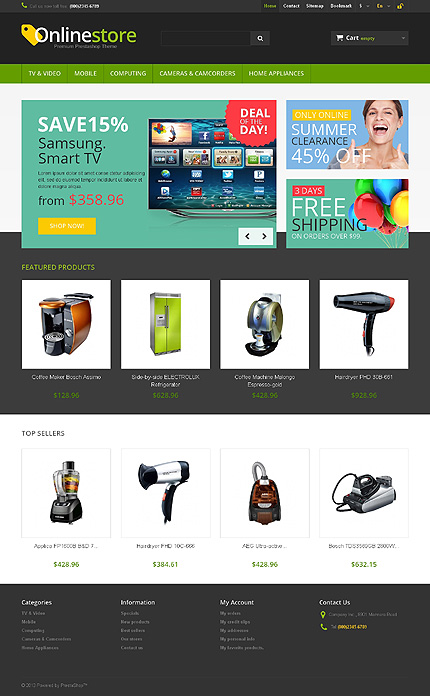 PrestaShop Main Page Screenshot