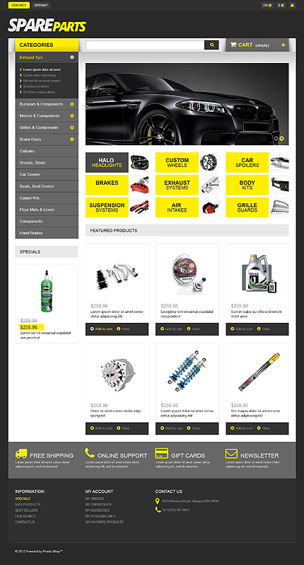 PrestaShop Main Page Screenshot