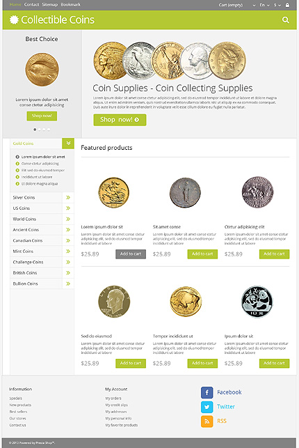 PrestaShop Main Page Screenshot