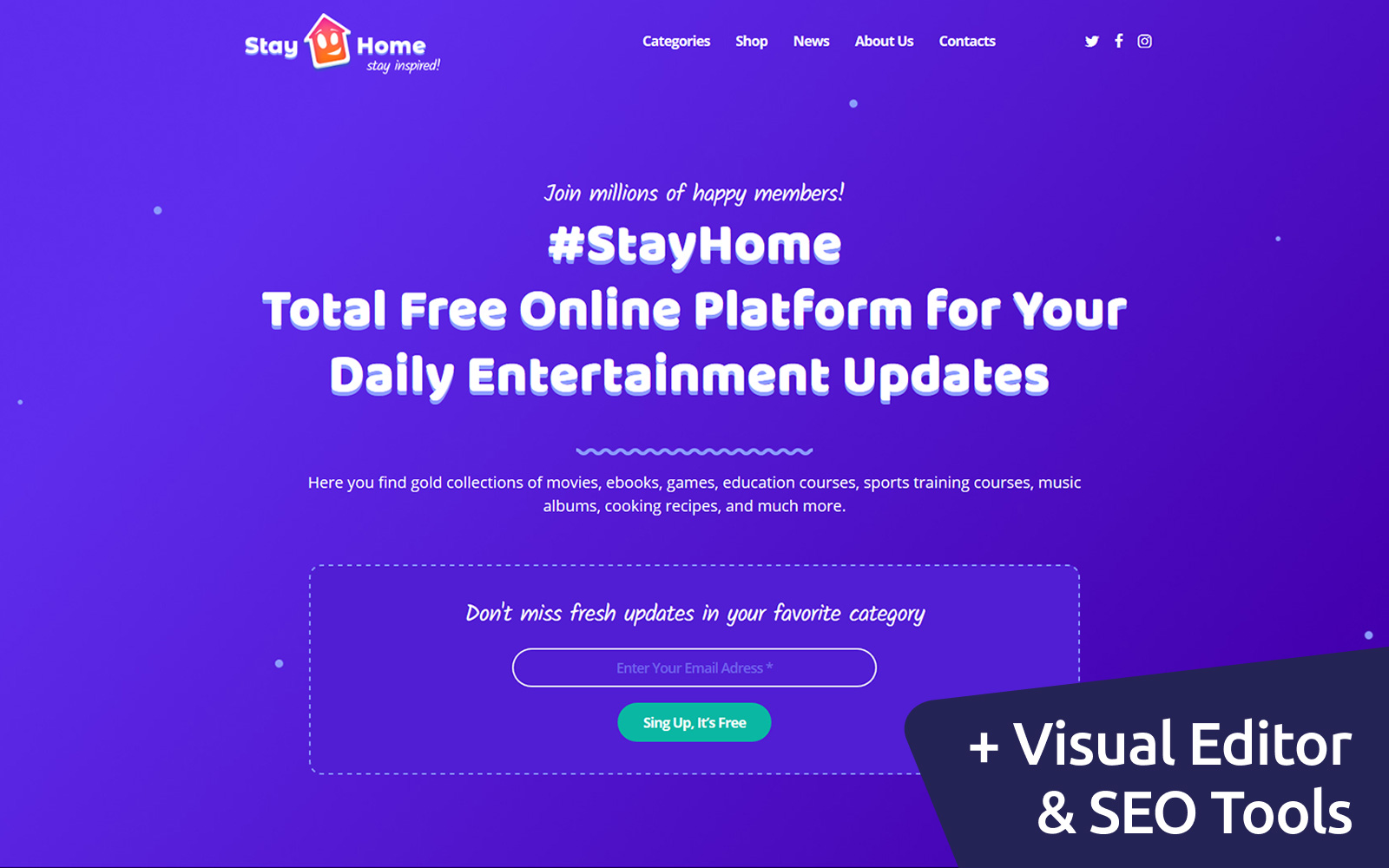 Stay Home Moto CMS 3 Template