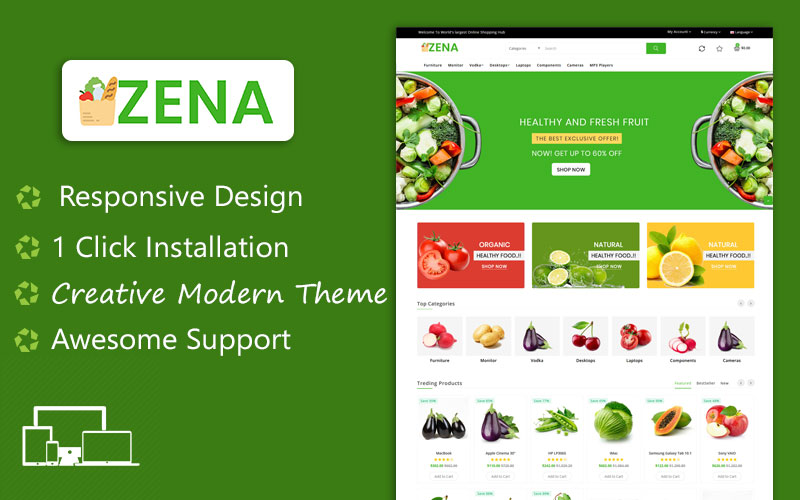 Zena Organic and Grocery Multipurpose Theme OpenCart Template