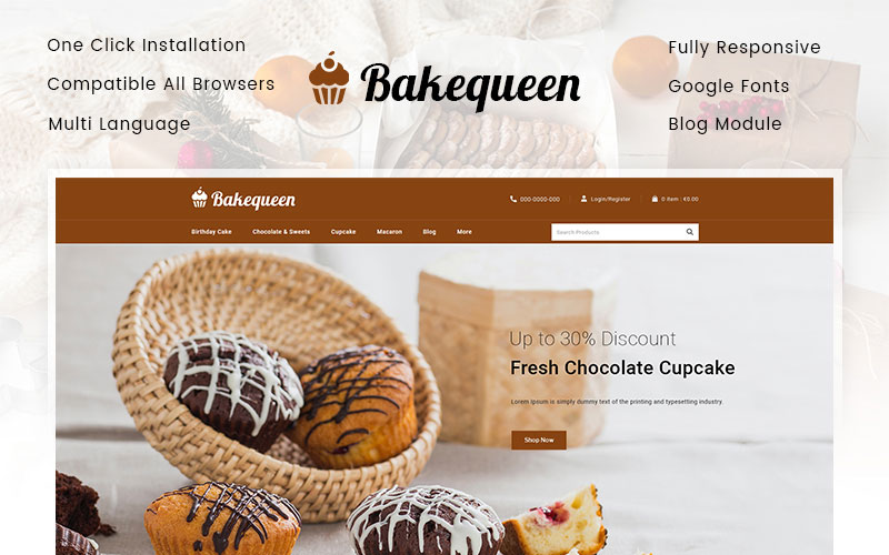 Bakequeen - Bakery Store PrestaShop Theme