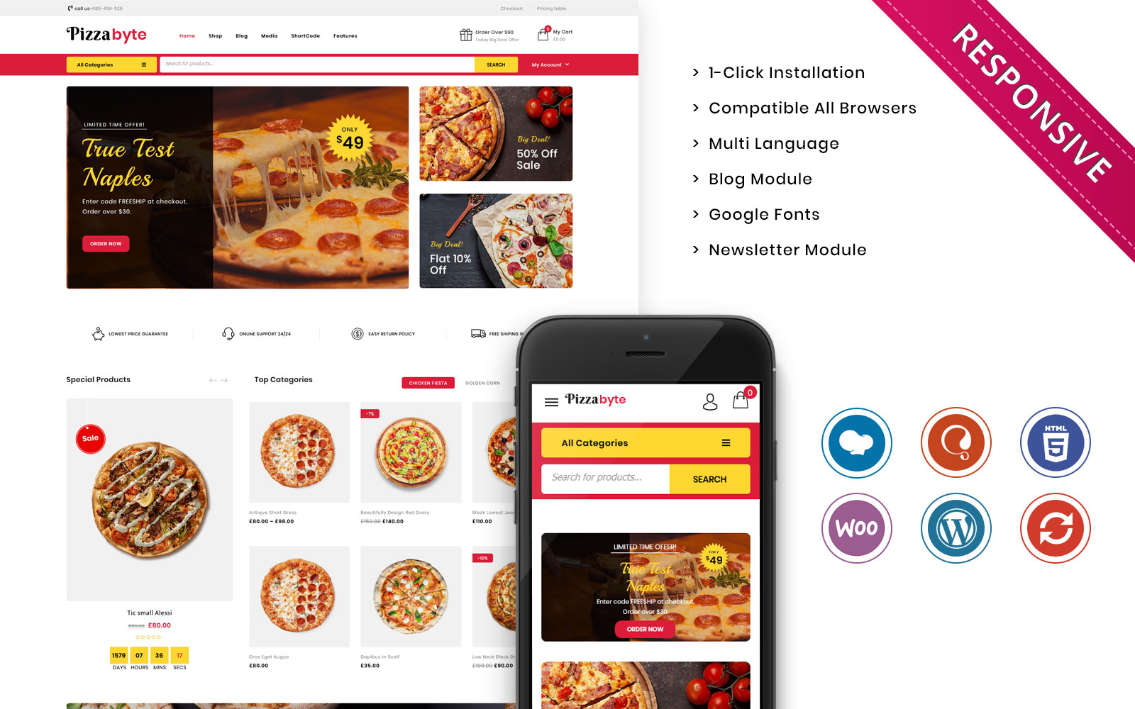 Pizzabyte - The Fast Food & Restaurant Store WooCommerce Theme