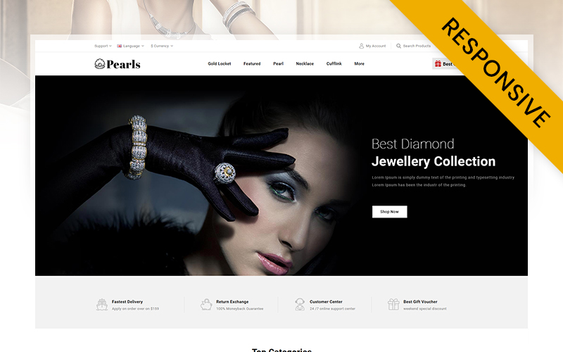 Pearls - Modern Jewelry Store OpenCart Template