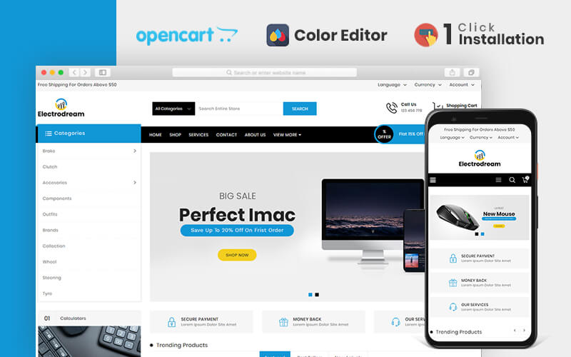 Electrodream Electronics Store OpenCart Template