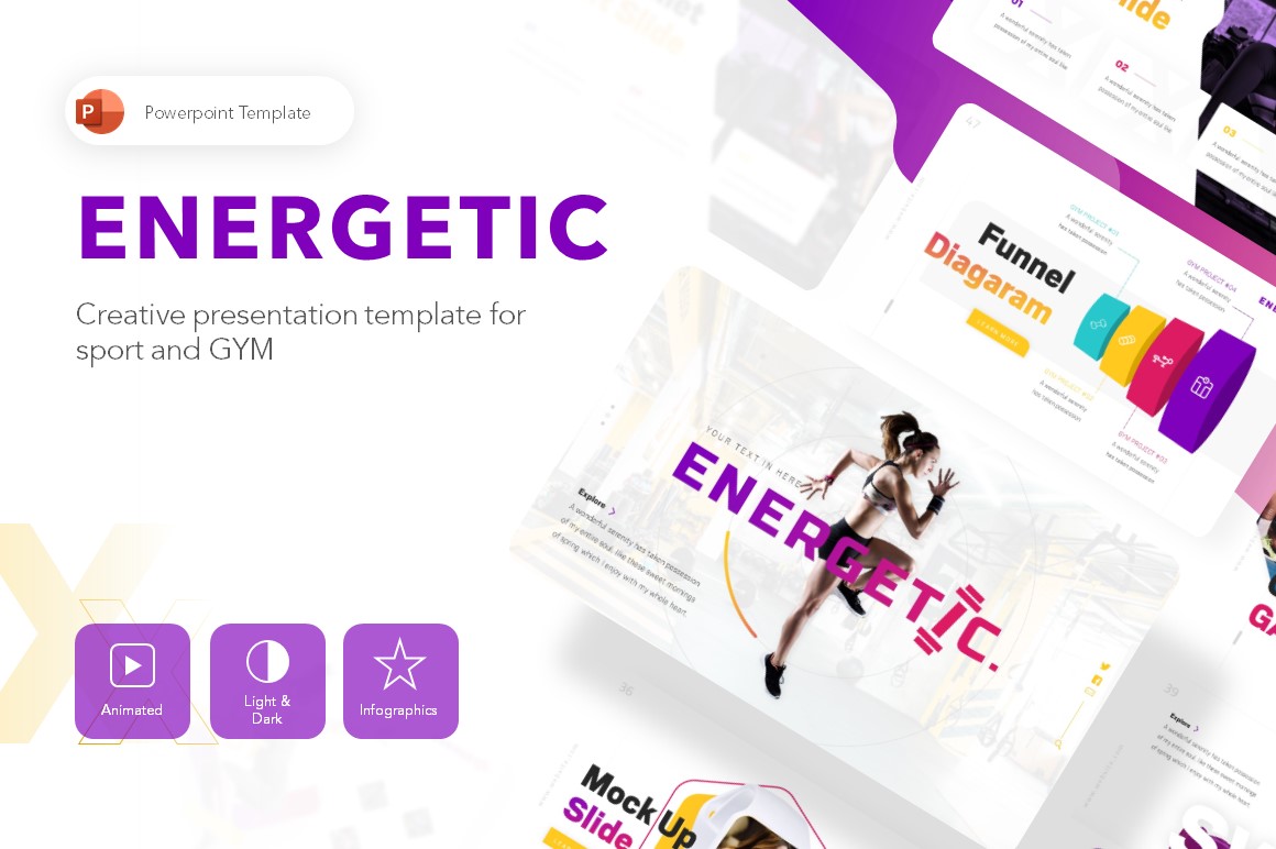 Energetic Gym Presentation PowerPoint template