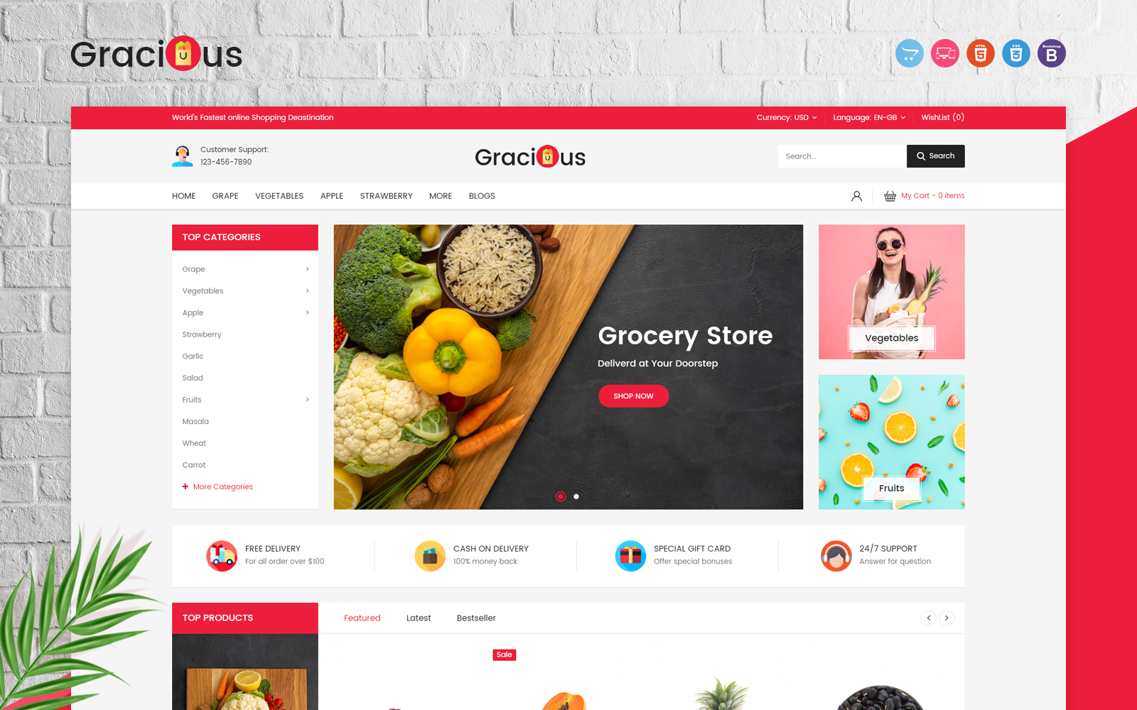 Gracious - Grocery OpenCart Template