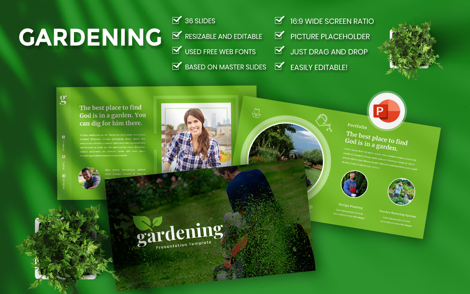 Gardening PowerPoint template