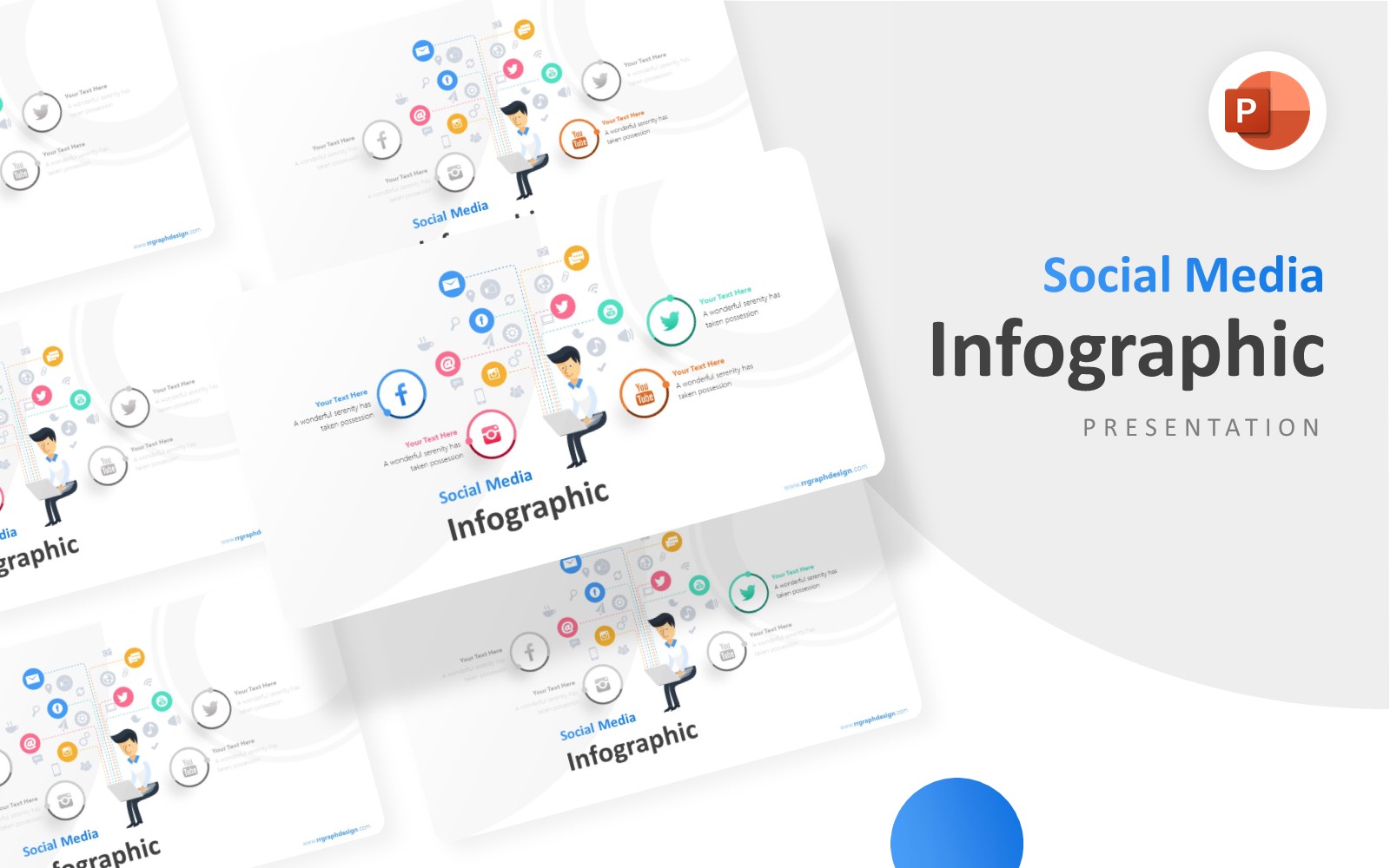 Businessman Social Media Icons Factor Infographic Presentation PowerPoint template