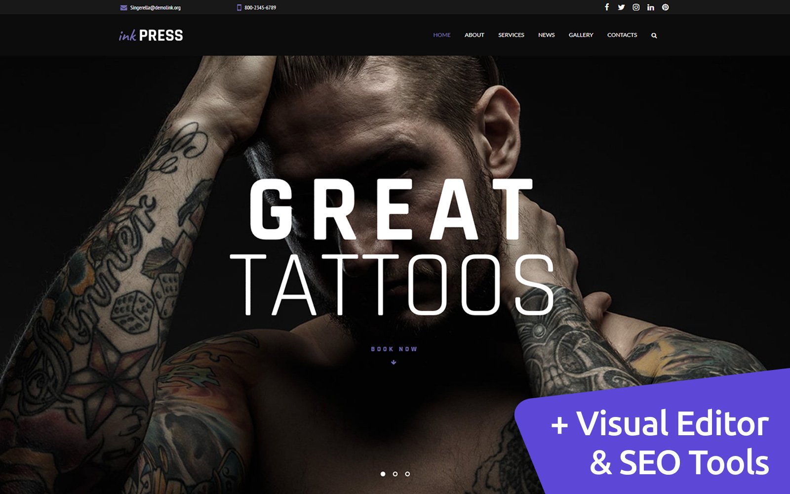 InkPress - Tattoo Salon Moto CMS 3 Template
