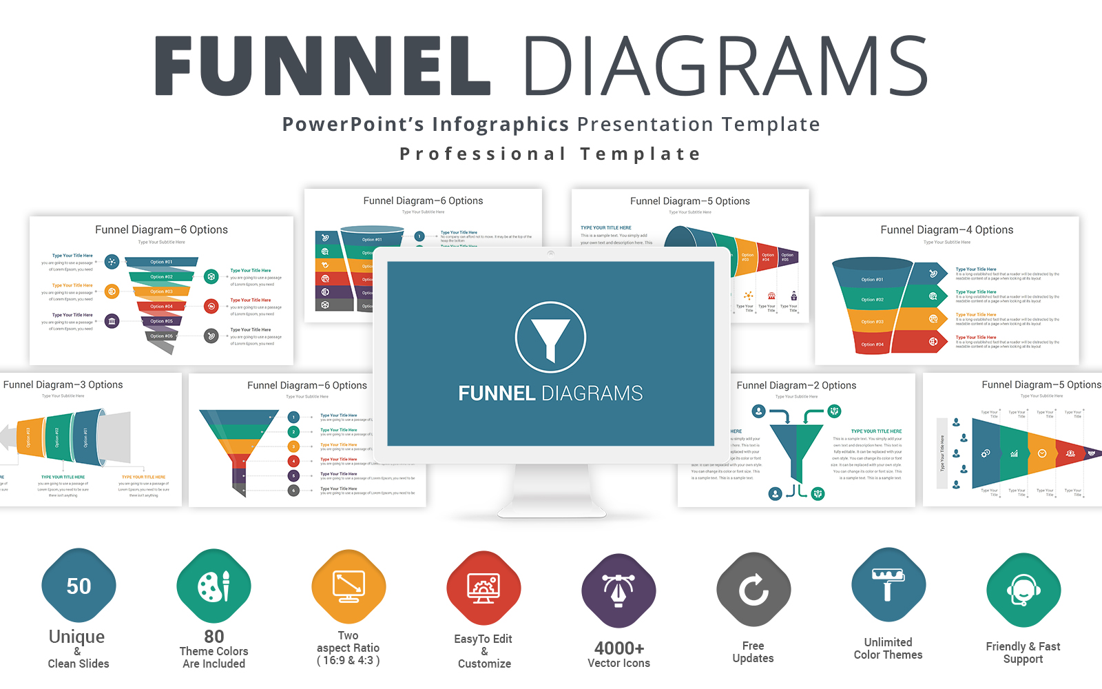 Funnel Diagrams PowerPoint template